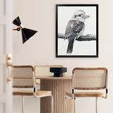 Shop Kookaburra On A Branch Art Print-Animals, Birds, Black, Grey, Portrait, Rectangle, View All-framed painted poster wall decor artwork