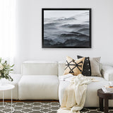 Shop Abstract Mountain Range Art Print-Black, Coastal, Grey, Landscape, Nature, Scandinavian, View All-framed painted poster wall decor artwork