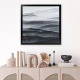 Shop Abstract Mountain Range II (Square) Art Print-Black, Coastal, Grey, Nature, Scandinavian, Square, View All-framed painted poster wall decor artwork