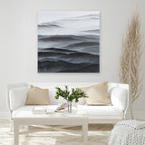 Shop Abstract Mountain Range II (Square) Canvas Art Print-Black, Coastal, Grey, Nature, Scandinavian, Square, View All-framed wall decor artwork