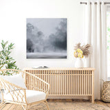Shop Misty Morning II (Square) Canvas Art Print-Abstract, Blue, Grey, Scandinavian, Square, View All-framed wall decor artwork