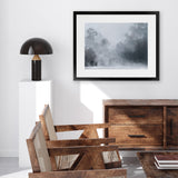 Shop Misty Morning II Art Print-Abstract, Blue, Grey, Horizontal, Landscape, Rectangle, Scandinavian, View All-framed painted poster wall decor artwork