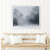 Shop Misty Morning II Art Print-Abstract, Blue, Grey, Horizontal, Landscape, Rectangle, Scandinavian, View All-framed painted poster wall decor artwork