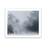 Shop Misty Morning II Art Print-Abstract, Blue, Grey, Horizontal, Landscape, Rectangle, Scandinavian, View All-framed painted poster wall decor artwork