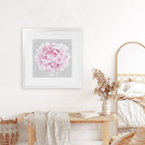 Shop Pink Peony II (Square) Art Print-Botanicals, Florals, Grey, Pink, Square, View All-framed painted poster wall decor artwork