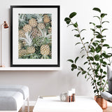 Shop Painted Pineapples Art Print-Green, Portrait, Rectangle, Tropical, View All, Yellow-framed painted poster wall decor artwork