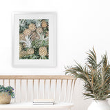 Shop Painted Pineapples Art Print-Green, Portrait, Rectangle, Tropical, View All, Yellow-framed painted poster wall decor artwork