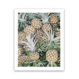Shop Painted Pineapples Art Print-Green, Portrait, Rectangle, Tropical, View All, Yellow-framed painted poster wall decor artwork