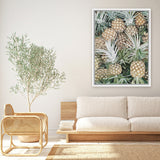 Shop Painted Pineapples Canvas Art Print-Green, Portrait, Rectangle, Tropical, View All, Yellow-framed wall decor artwork