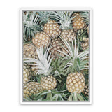 Shop Painted Pineapples Canvas Art Print-Green, Portrait, Rectangle, Tropical, View All, Yellow-framed wall decor artwork