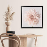 Shop Pastel Peach Dahlia Flower (Square) Art Print-Botanicals, Florals, Neutrals, Pink, Square, View All-framed painted poster wall decor artwork