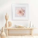 Shop Pastel Peach Dahlia Flower (Square) Art Print-Botanicals, Florals, Neutrals, Pink, Square, View All-framed painted poster wall decor artwork