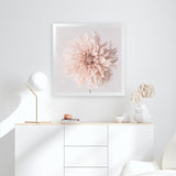 Shop Pastel Peach Dahlia Flower (Square) Art Print-Botanicals, Florals, Neutrals, Pink, Square, View All-framed painted poster wall decor artwork