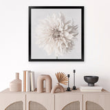 Shop Cream White Dahlia Flower (Square) Art Print-Botanicals, Florals, Square, View All, White-framed painted poster wall decor artwork