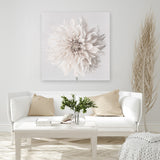 Shop Cream White Dahlia Flower (Square) Canvas Art Print-Botanicals, Florals, Square, View All, White-framed wall decor artwork