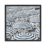 Shop Dark Blue Beach Umbrellas (Square) Canvas Art Print-Blue, Coastal, Hamptons, Square, Tropical, View All-framed wall decor artwork
