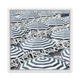 Shop Dark Blue Beach Umbrellas (Square) Canvas Art Print-Blue, Coastal, Hamptons, Square, Tropical, View All-framed wall decor artwork