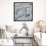 Shop Dark Blue Beach Umbrellas (Square) Canvas Art Print-Blue, Coastal, Hamptons, Square, Tropical, View All-framed wall decor artwork