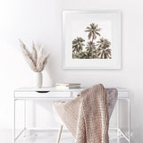 Shop Summer Palms Light II (Square) Art Print-Brown, Coastal, Green, Square, Tropical, View All-framed painted poster wall decor artwork