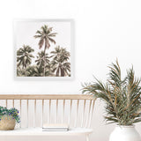 Shop Summer Palms Light II (Square) Art Print-Brown, Coastal, Green, Square, Tropical, View All-framed painted poster wall decor artwork