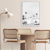 Shop Palms Springs Doorway 3 B&W Canvas Art Print-Coastal, Neutrals, Portrait, Rectangle, Tropical, View All, White-framed wall decor artwork