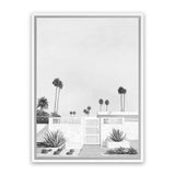 Shop Palms Springs Doorway 3 B&W Canvas Art Print-Coastal, Neutrals, Portrait, Rectangle, Tropical, View All, White-framed wall decor artwork