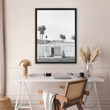Shop Palm Springs Doorway 5 B&W Canvas Art Print-Black, Coastal, Grey, Neutrals, Portrait, Rectangle, Tropical, View All, White-framed wall decor artwork