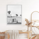 Shop Palm Springs Doorway 5 B&W Canvas Art Print-Black, Coastal, Grey, Neutrals, Portrait, Rectangle, Tropical, View All, White-framed wall decor artwork