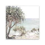 Shop Palm Tree Views (Square) Canvas Art Print-Coastal, Green, Neutrals, Square, Tropical, View All-framed wall decor artwork