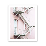 Shop Pink Building Photo Art Print-Photography, Pink, Portrait, Rectangle, Scandinavian, View All-framed poster wall decor artwork