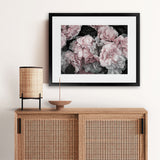 Shop Pink Blooms II Art Print-Black, Botanicals, Florals, Horizontal, Landscape, Pink, Rectangle, View All-framed painted poster wall decor artwork