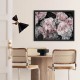 Shop Pink Blooms II Canvas Art Print-Black, Botanicals, Florals, Horizontal, Landscape, Pink, Rectangle, View All-framed wall decor artwork
