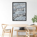 Shop Dark Blue Beach Umbrellas Canvas Art Print-Amalfi Coast Italy, Blue, Coastal, Hamptons, Portrait, Rectangle, View All-framed wall decor artwork