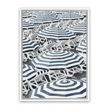 Shop Dark Blue Beach Umbrellas Canvas Art Print-Amalfi Coast Italy, Blue, Coastal, Hamptons, Portrait, Rectangle, View All-framed wall decor artwork