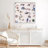 Shop Beach Bathers (Square) Canvas Art Print-Coastal, Neutrals, People, Pink, Square, Tropical, View All-framed wall decor artwork