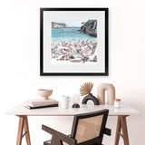 Shop European Cove (Square) Art Print-Blue, Coastal, Green, Square, Tropical, View All-framed painted poster wall decor artwork