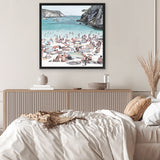 Shop European Cove (Square) Canvas Art Print-Blue, Coastal, Green, Square, Tropical, View All-framed wall decor artwork