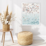 Shop Summer Scene Art Print-Blue, Coastal, Neutrals, People, Portrait, Rectangle, View All-framed painted poster wall decor artwork