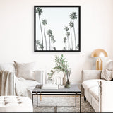 Shop California Palms II (Square) Canvas Art Print-Coastal, Green, Square, Tropical, View All, White-framed wall decor artwork