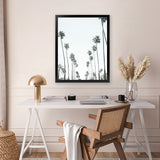 Shop California Palms II Art Print-Botanicals, Coastal, Green, Portrait, Tropical, View All, White-framed painted poster wall decor artwork