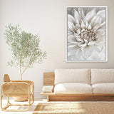 Shop White Dahlia Canvas Art Print-Florals, Hamptons, Portrait, View All, White-framed wall decor artwork