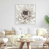 Shop Divine Dahlia III (Square) Canvas Art Print-Botanicals, Florals, Hamptons, Square, View All, White-framed wall decor artwork