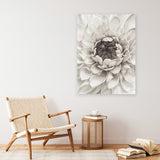Shop Divine Dahlia III Canvas Art Print-Botanicals, Florals, Hamptons, Portrait, View All, White-framed wall decor artwork