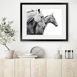 Shop Grey Horses Photo Art Print-Animals, Black, Grey, Landscape, Photography, Scandinavian, View All, White-framed poster wall decor artwork
