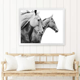 Shop Grey Horses Photo Art Print-Animals, Black, Grey, Landscape, Photography, Scandinavian, View All, White-framed poster wall decor artwork