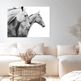 Shop Grey Horses Photo Canvas Art Print-Animals, Black, Grey, Landscape, Photography, Photography Canvas Prints, Scandinavian, View All, White-framed wall decor artwork