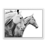Shop Grey Horses Photo Canvas Art Print-Animals, Black, Grey, Landscape, Photography, Photography Canvas Prints, Scandinavian, View All, White-framed wall decor artwork