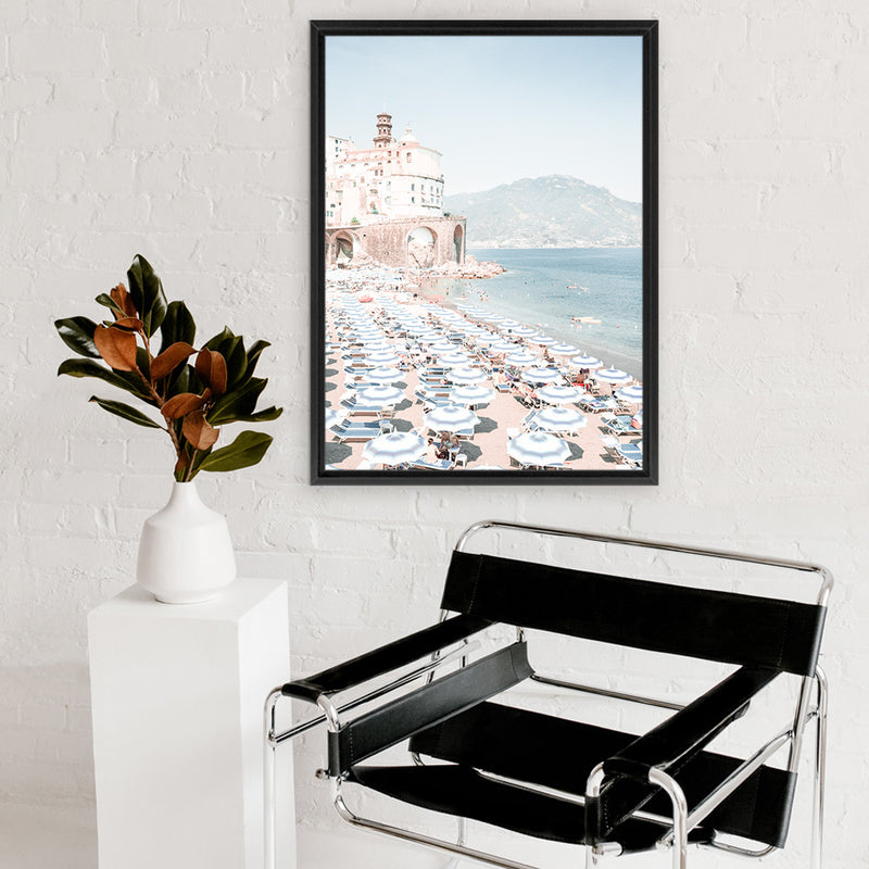 Shop Atrani Photo Canvas Art Print-Amalfi Coast Italy, Blue, Boho, Coastal, Photography, Photography Canvas Prints, Portrait, Tropical, View All-framed wall decor artwork