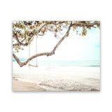 Shop Beach Swing I Photo Art Print-Boho, Coastal, Green, Landscape, Photography, Tropical, View All, White-framed poster wall decor artwork