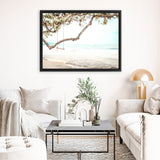 Shop Beach Swing I Photo Canvas Art Print-Boho, Coastal, Green, Landscape, Photography, Photography Canvas Prints, Tropical, View All, White-framed wall decor artwork